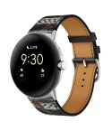 For Google Pixel Watch Genuine Leather Watch Band(Black Print)