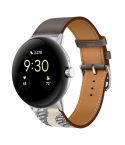 For Google Pixel Watch Genuine Leather Watch Band(Grey+Marl)