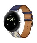 For Google Pixel Watch Genuine Leather Watch Band(Ink Blue+Marl)