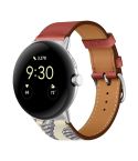 For Google Pixel Watch Genuine Leather Watch Band(Brick Red+Marl)