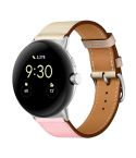 For Google Pixel Watch Genuine Leather Watch Band(Pink+White)