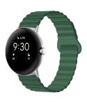 For Google Pixel Watch Reverse Buckle Magnetic Silicone Watch Band(Army Green)