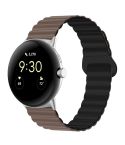 For Google Pixel Watch Reverse Buckle Magnetic Silicone Watch Band(Chocolate Black)