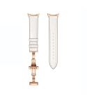 For Google Pixel Watch Butterfly Buckle Genuine Leather Watch Band(Rose Gold White)