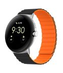 For Google Pixel Watch Two-section Magnetic Silicone Watch Band(Black Orange)