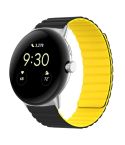 For Google Pixel Watch Two-section Magnetic Silicone Watch Band(Black Yellow)