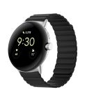 For Google Pixel Watch Two-section Magnetic Silicone Watch Band(Black)