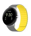 For Google Pixel Watch Two-section Magnetic Silicone Watch Band(Grey Yellow)