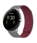 For Google Pixel Watch Two-section Magnetic Silicone Watch Band(Grey Wine Red)