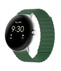 For Google Pixel Watch Two-section Magnetic Silicone Watch Band(Army Green)