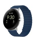 For Google Pixel Watch Two-section Magnetic Silicone Watch Band(Midnight Blue)