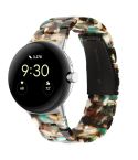 For Google Pixel Watch Three-beads Resin Watch Band(Blue Flower)