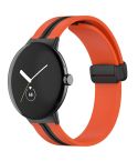 For Google Pixel Watch Two-color Folding Buckle Silicone Watch Band(Orange Black)