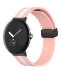 For Google Pixel Watch Two-color Folding Buckle Silicone Watch Band(Pink White)