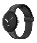 For Google Pixel Watch Two-color Folding Buckle Silicone Watch Band(Black Grey)