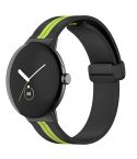 For Google Pixel Watch Two-color Folding Buckle Silicone Watch Band(Black Green)