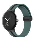 For Google Pixel Watch Two-color Folding Buckle Silicone Watch Band(Army Green Black)
