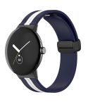 For Google Pixel Watch Two-color Folding Buckle Silicone Watch Band(Blue White)