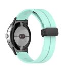 For Google Pixel Watch Solid-color Folding Buckle Silicone Watch Band(Black Mint Green)
