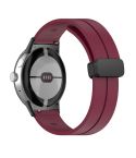 For Google Pixel Watch Solid-color Folding Buckle Silicone Watch Band(Black Wine Red)