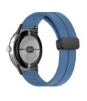 For Google Pixel Watch Solid-color Folding Buckle Silicone Watch Band(Black Blue)