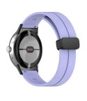 For Google Pixel Watch Solid-color Folding Buckle Silicone Watch Band(Black Light Purple)
