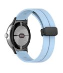 For Google Pixel Watch Solid-color Folding Buckle Silicone Watch Band(Black Sky Blue)