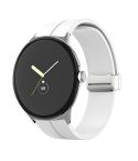 For Google Pixel Watch Solid-color Folding Buckle Silicone Watch Band(Silver White)