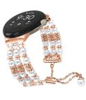 For Google Pixel Watch Pearl Half Bracelet Watch Band(Rose Gold)