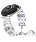 For Google Pixel Watch Pearl Half Bracelet Watch Band(Silver)