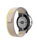 For Google Pixel Watch Loop Black Connector Nylon Watch Band(Beige White)
