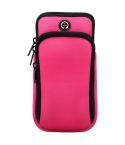 For Smart Phones Below 6.0 inch Zipper Double Pocket Multi Function Sports Arm Bag with Earphone Hole(Pink)