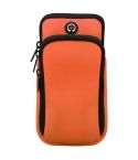 For Smart Phones Below 6.0 inch Zipper Double Pocket Multi Function Sports Arm Bag with Earphone Hole(Orange)