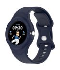 For Google Pixel Watch Leather Texture Silicone Integrated Watch Band(Dark Blue)