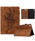 Peony Butterfly Embossed Leather Tablet Case For Huawei MatePad T 10 / T 10s / Honor Tablet Enjoy 2 / Pad X6 / Pad 6(Brown)