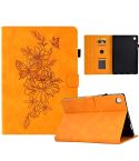 Peony Butterfly Embossed Leather Tablet Case For Huawei MatePad T 10 / T 10s / Honor Tablet Enjoy 2 / Pad X6 / Pad 6(Khaki)