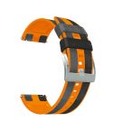 22mm Universal Three-color Silicone Leather Watch Band(Black Orange Grey)