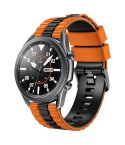22mm Universal Ocean Style Silicone Two Color Watch Band(Orange Black)