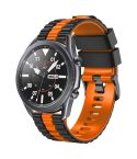 22mm Universal Ocean Style Silicone Two Color Watch Band(Black Orange)
