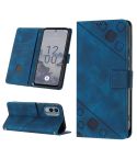 For Nokia X30 Skin-feel Embossed Leather Phone Case(Blue)