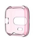 For Fitbit Versa Lite Smart Watch Silicone Protective Case(Transparent Pink)
