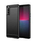 For Sony Xperia 10 V Brushed Texture Carbon Fiber TPU Phone Case(Black)