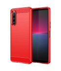 For Sony Xperia 10 V Brushed Texture Carbon Fiber TPU Phone Case(Red)