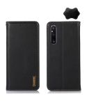 For Sony Xperia 1 V KHAZNEH Nappa Top Layer Cowhide Leather Phone Case(Black)