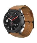 For Amazfit GTR 47mm / Pace / Stratos Oil Wax Genuine Leather Watch Band(Yellow Brown)