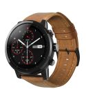 For Amazfit 2 Stratos Oil Wax Genuine Leather Watch Band(Yellow Brown)