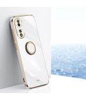 For vivo Y100 XINLI Straight Edge 6D Electroplate TPU Phone Case with Ring Holder(White)