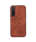 For Sony Xperia 1 V Morocco Texture PU Phone Case(Brown)