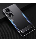 For OPPO A1 Pro / A98 Blade Series TPU + Titanium Alloy Phone Case with Holder(Black Blue)