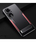 For OPPO A1 Pro / A98 Blade Series TPU + Titanium Alloy Phone Case with Holder(Black Red)